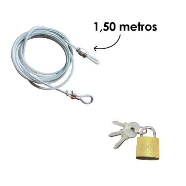 Imagem de Kit Cabo Lacre De Aço + Cadeado - Lacre Bagagem Anti Furto Travel Airp