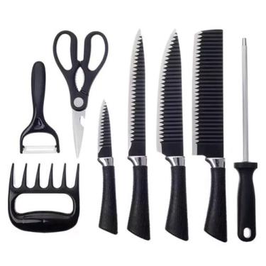 Imagem de Jogo Com 8 Peças Inox Profissional Facas Para Churrasco Chef - Cutello