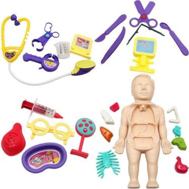 Imagem de Kit Brinquedo Infantil Médico Anatomia Do Corpo Boneco 25pçs - Genéric