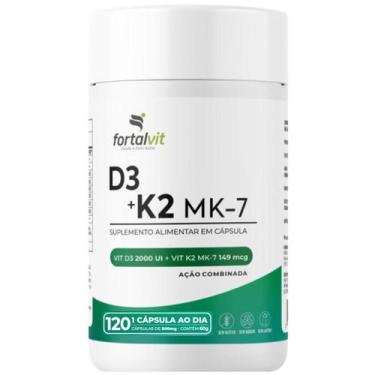 Imagem de D3 2000UI + Vitamina K2 (Menaquinona-7), 120 Cápsulas, 4 meses, Ação C