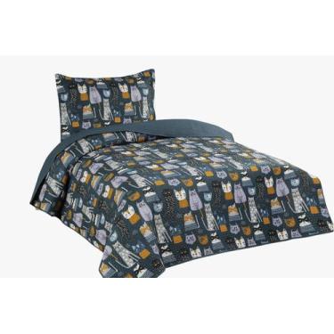 Imagem de Colcha Solteiro Kids Dupla Face 2,4 x1,6m Com Porta Travesseiro Menina