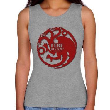 Imagem de Regata Feminina Fire and Blood Targaryen - Foca na Moda, Cinza, M