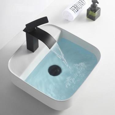 Imagem de Torneira Lavatório 100% Metal Cascata Banheiro Curva Misturador Água Q