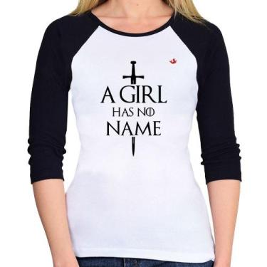 Imagem de Baby Look Raglan A girl has no name Manga 3/4 - Foca na Moda, Branco, 