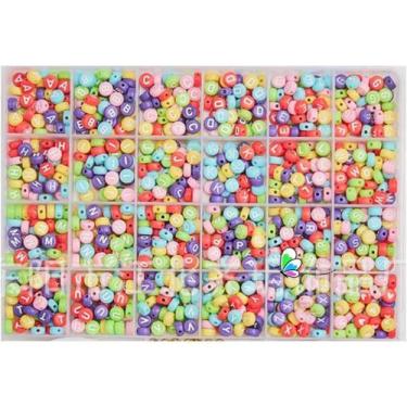 Imagem de Kit 1100 Missangas Completas Colorido Letras Pulseira Colar - Armarinh