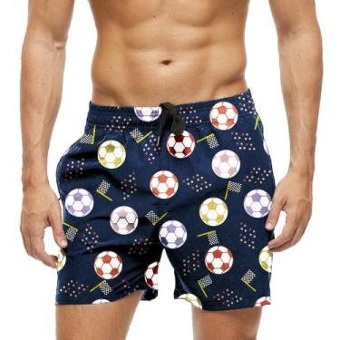 Imagem de Short Praia Shorts Banho Bermuda Verão Bolas Futebol Colorido 1307 - S
