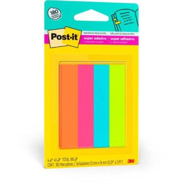 Imagem de Bloco Marcador de Página Adesivo FLAGS 4 Cores Papel 180 Folhas - 3M