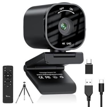 Imagem de Nisheng Webcam 4K para PC, webcam 4K com 4 microfones com cancelamento de ruído, webcam FOV de 50° a 92° para transmissão, OSD integrado e capa de privacidade, webcam USB para zoom/equipes/reunião