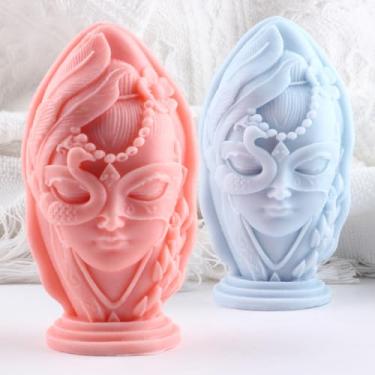 Imagem de XIAOSHUI Molde de vela de avatar de deusa, linda cabeça de mulher, moldes de silicone, cabeça de deusa, molde de fundição de resina para fazer velas, decoração de casa, molde de aromaterapia, velas de