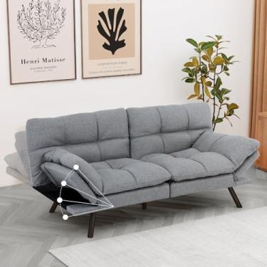 Imagem de Vipbear Sofá Futon conversível, sofá futon de espuma de memória, sofá-cama ajustável, sofá-cama moderno para espaço compacto, sala de estar, escritório, apartamento, cinza claro, qualidade atualizada