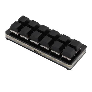 Imagem de Teclado Mecânico para Jogos Com 12 Teclas, Pequeno Usb Tipo C Com Fio Interruptor Vermelho para PC, Escritório, Designers de Trabalho, Acrílico (Preto)