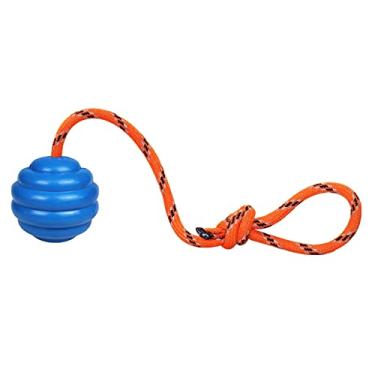 Imagem de Nevperish Bola de treinamento K9 com corda de exercício e brinquedo de recompensa para cães, bola de brinquedo indestrutível para cães com alça para treinamento, puxar, brinquedo, puxar, puxar, puxar, brinquedo, buscar, brinquedos, presentes belgas Malinois (azul)
