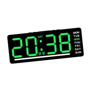 Imagem de Generic Relógio digital led com dois alarmes com data dia da semana presentes relógio de parede relógio de mesa para fundo sala estar escritório, Número Verde