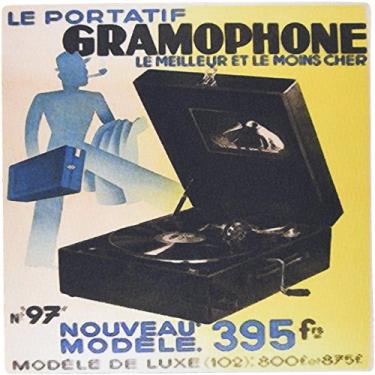 Imagem de 3dRose Mouse pad LLC 20 x 20 x 0,63 cm, imagem do anúncio de gramofone antigo - (mp_173870_1)