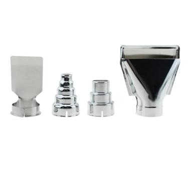 Imagem de Maxmoral Conjunto de 4 peças de bicos de pistola de ar quente, acessórios de pistola de ar quente, bocal refletivo de aço inoxidável, ferramenta de bocal de mesa de soldagem para embalagem retrátil,