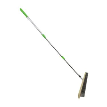 Imagem de WeiLaiKeQi aço inoxidável fio piso escova esfrega escova, superfícies ásperas purificador, Cimento ao ar livre Heavy Duty Long Handle limpeza ferramenta, 50 Cm Escova Cabeça