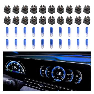 Imagem de 20 peças T5 17 57 79 86 lâmpadas de cluster de instrumento de halogêneo com 20 peças de soquetes de lâmpada, lâmpadas de painel de 12 V para velocímetro, tacômetro, conjunto de medidores, lâmpadas de