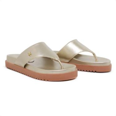 Imagem de Sandália Papete Chinelo Dedo Feminino - Myrol Outlet, Dourado, 35