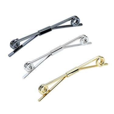 Imagem de VVCome 3 peças de clipes de gravata masculinos clássicos, prendedor de camisa, colar, barra para gravata, dourado, prateado, preto, barra de pressão, prendedores de gravata, suporte de colarinho,