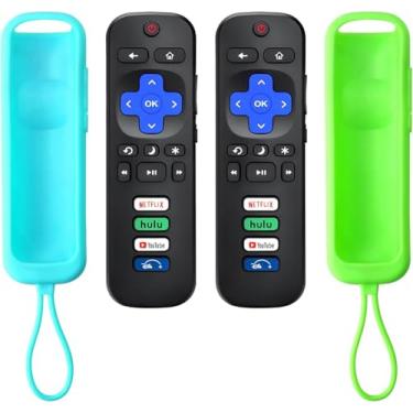 Imagem de (Pacote com 2) Controle remoto universal de TV compatível com capa protetora macia, controle remoto de substituição para TCL、para Hisense、para Onn (não para Roku Stick e Box)