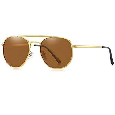 Imagem de Óculos de Sol Masculino BARCUR Retro Hexágono Polarizado Proteção uv40