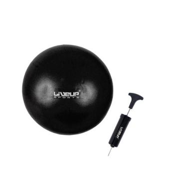 Imagem de Kit Overball 25cm Mini Bola Suiça Preta Com Inflador Liveup