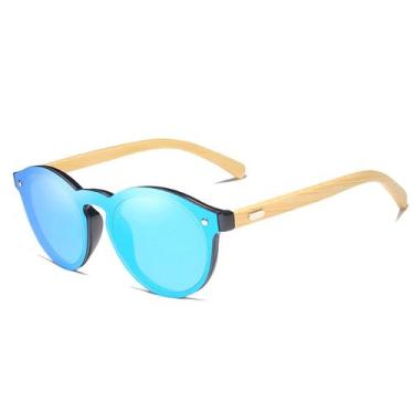Imagem de Óculos de Sol Kingseven Retro Hastes de Madeira Clara com Proteção Uv4