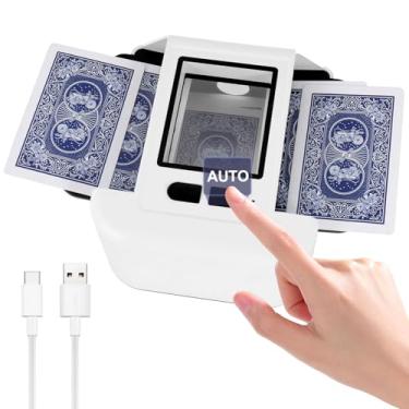 Imagem de G GO . HO Baralhador automático de cartas, embaralhador de cartas recarregável, 1-2 baralhos, modo automático e manual, embaralhamento rápido e suave para Uno, pôquer, fase 10, jogos de cartas, Skip