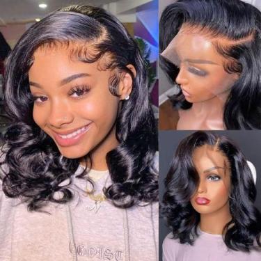 Imagem de Peruca HUIWANYAN Body Wave Bob 35 cm Cabelo humano 180% de densidade
