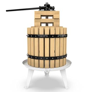 Imagem de SQUEEZE master Prensa de frutas - 10 litros/12 L - Prensa de vinho - Espremedor de vinho tradicional vintage - 6 blocos de madeira prensa - barra de alça para suco, vinho, cidra - 1 saco de filtro