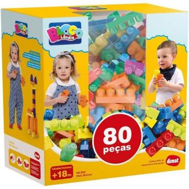 Imagem de Blocos de Montar Blocolandia Mais Blocos 80 Peças Dismat MK380