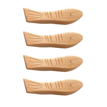 Imagem de IMIKEYA 4 peças de suporte de pauzinhos de peixe coreano descanso de pauzinhos de madeira suporte de garfo de madeira descanso de pauzinhos decoração japonesa descanso de colher de cozinha suporte de