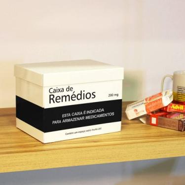Imagem de Caixa de Remédios de Metal Tarja Preta 20x15x15 cm Organização e Armaz