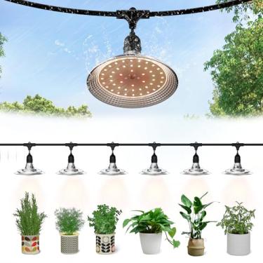Imagem de Danshinro Luzes De Cultivo Led Externas De 6 Luzes – Luzes De Estufa De Espectro Total À Prova D'Água Para Plantas, Luzes De Corda Ajustáveis De 21,3 Pés Com Lâmpadas De Base E26 De 288 Leds, Ip44 À