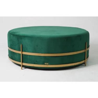 Imagem de Puff Redondo Michelangelo 90cm Para escritório/recepção/casa Veludo Verde