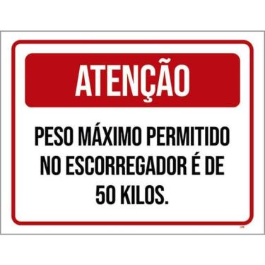 Imagem de Kit 3 Placa Peso Máximo Permitido Escorregador 50Kg 36X46
