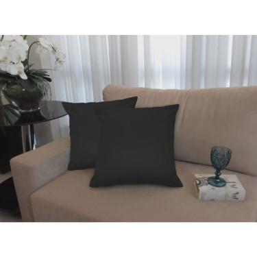 Imagem de Almofadas Cheias Lindas Quarto Sala Sofá Capa Suede Preto