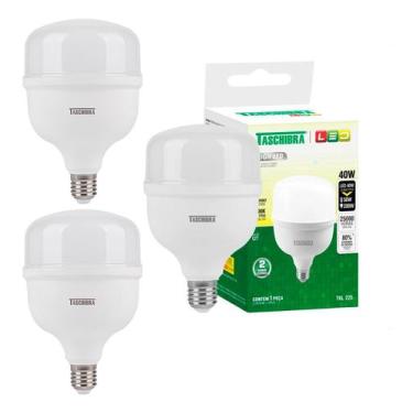 Imagem de Lâmpada Led Taschibra 40w Bivolt 3000k Luz Quente Kit 3
