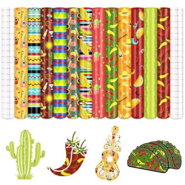 Imagem de Tintnut Cinco De Mayo Vinil Permanente - 12 Folhas 30,5 x 25,4 cm Mexico Fiesta Estampado Adesivo Permanente Vinil para Máquina de Corte, Adesivo Autoadesivo de Decoração de Casa