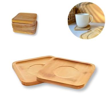 Imagem de 4 Suportes Porta Copo em Bambu Quadrado pra Decoração 10cm - Riodeouro