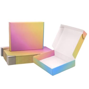 Imagem de DEZIBOX Caixas De Remessa Médias 10X8X2, Pacote Com 45 Papelão Ondulado Coloridas Para Pequenas Empresas, Correspondência E Embalagem