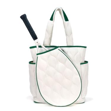 Imagem de tênis padel raquete saco para mulheres - mochila de tênis, padel saco para mulheres, padel mochila, adequado para Pickleball Tennis, Badminton, padel (marinho e branco) (Branco e Verde)