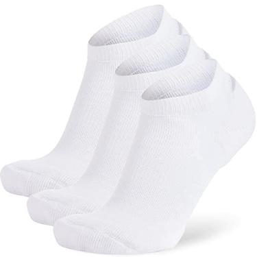 Imagem de Meias de lã Merino Pure Athlete masculinas, femininas, juvenis – Meia de corrida atlética com corte baixo, absorção de umidade, 3 Pack - White, Medium