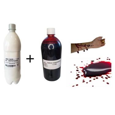 Imagem de Kit Maquiagem Latex de 1 Litro + Sangue Falso 1 Litro terror - Lynx pr