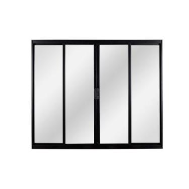 Imagem de Janela de Alumínio de Correr 100x150x6cm 4 Folhas Vidro Liso Ecosul Es