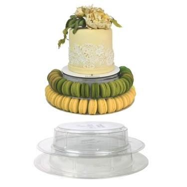 Imagem de Tabuleiro Torre 2 Pisos Para Bolo e Macarons Suporte para Doces Finos Elegante Minimalista Base