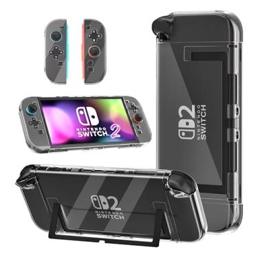 Imagem de [Versão otimizada] Capa transparente GLDRAM compatível com Nintendo Switch 2 (2025), capa protetora para PC acoplável + capa Joycon destacável para PC, acessórios de pele protetora contra choques e