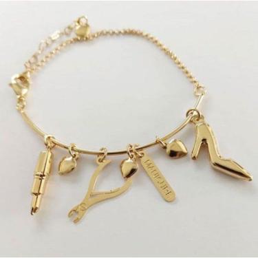 Imagem de Bracelete Personalizado Profissão Pingentes Em Banho De Ouro