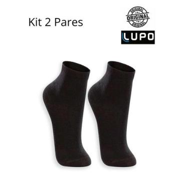 Imagem de Kit 2 Pares de Meia Feminina Cano Curto LUPO 4576088, Preto
