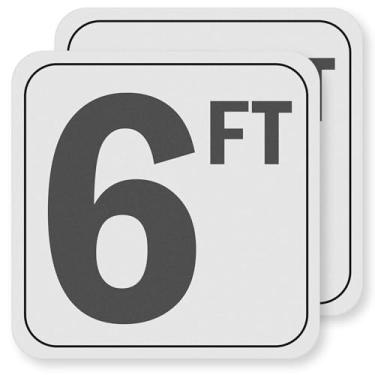 Imagem de Adesivos de profundidade de piscina de 1,8 m (pacote com 2), marcadores de vinil antiderrapantes - 15 x 15 cm, à prova d'água, sinalização de número de segurança para decks de piscina